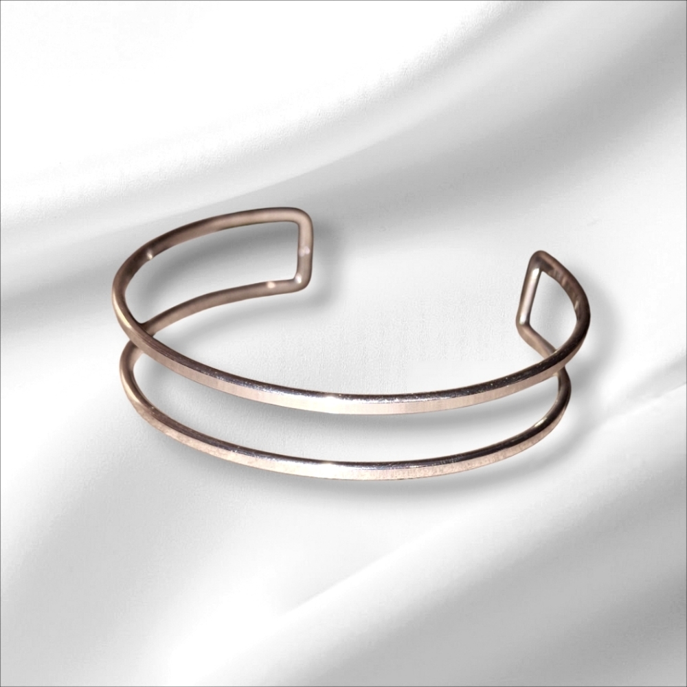 Upper Arm Cage Bracelet Silvertone Metal Minimalist Chic